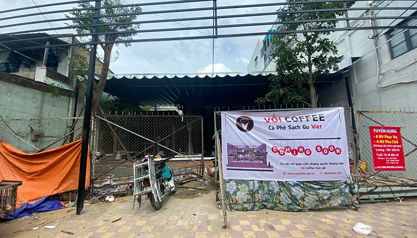 mặt bằng mở quán cafe