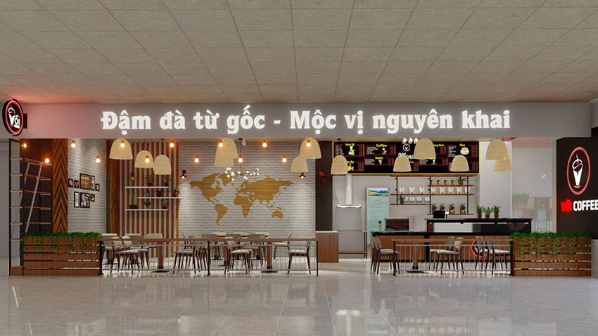 thiết kế trang trí quán cafe